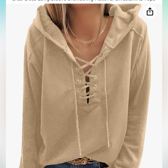 WOMEN’S SZ 2xl LACE UP SWEATSHIRT HOODIE. NWT. WOMEN’S TOPS. SHIRTS PLUS SIZE - Picture 1 of 4